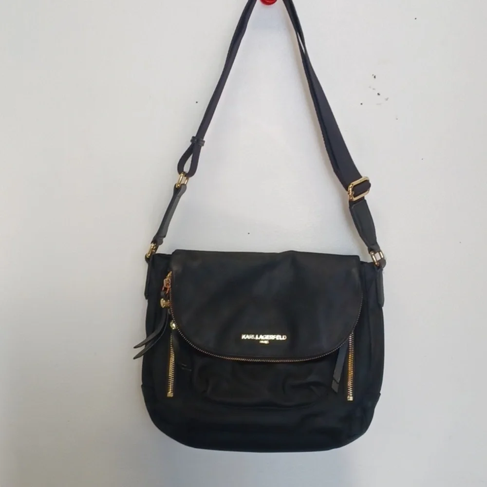Karl Lagerfeld black nylon crossbody/shoulder bag. - Picture 1 of 13